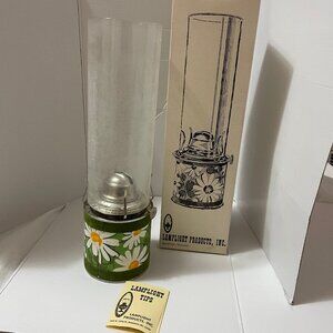 NOS Vtg Lamplight Products MCM Floral Base Interior Oil Lantern in Box Made USA